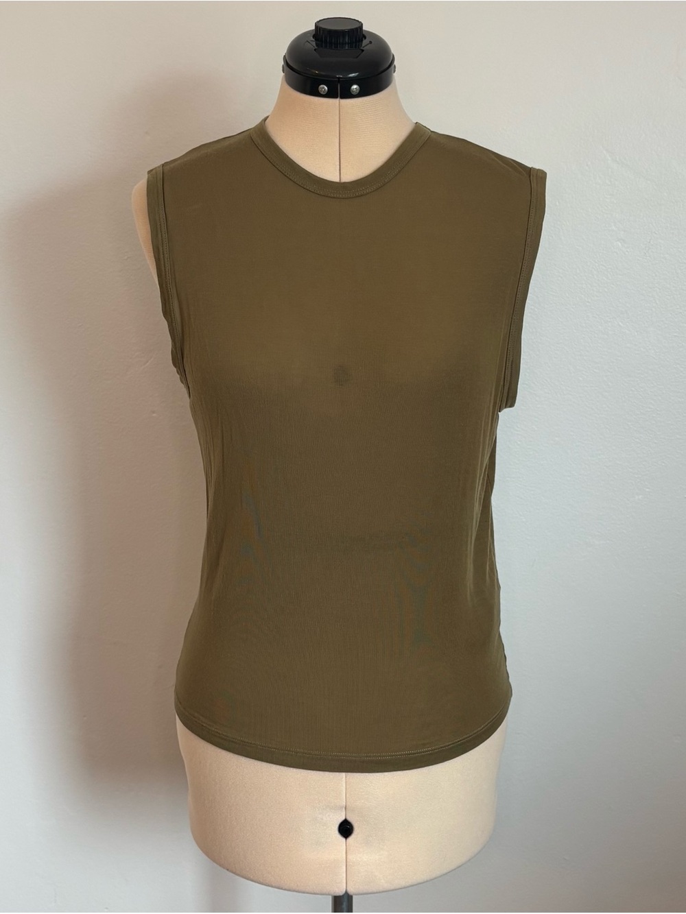 AGOLDE Nikita Tee, Olive Green Muscle Tank, All Season Casual, Made in USA, S